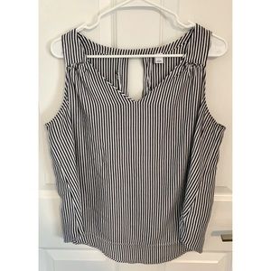 Old Navy Gray and White Striped V-neck Tank Blouse